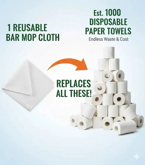 Absorbent Quick Dry Bar Mop Towels Pack Of 60, 14x17 cotton cloth replacing stack of paper towels