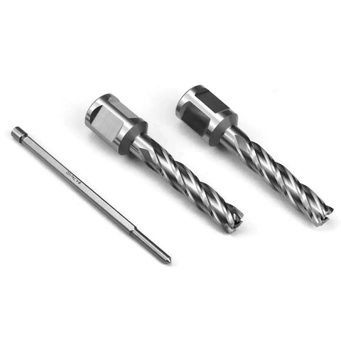Beefy 7/16 Inch Annular Cutter Set For Magnetic Drill Press With 2 Inch Depth Of Cut And 3/4 Inch Weldon Shank With Two Flats And Pilot Pin 2 Piece OSCARBIDE
