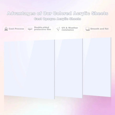 White Opaque Acrylic Sheets 3 Pack 8x8 Inches 1/8 Inch Thick 3mm Cast Acrylic For Laser Cutting And Engraving With Protective Paper On Both Sides