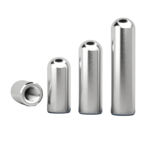 Heavy Duty Stainless Steel Dowel Pins With Inner Thread For Woodworking And Metalworking Round Head Cylindrical Positioning Fasteners In Sizes M3 To M6 Includes M5x30 5Pcs For Precise Alignment And Durable Performance, side view showing round heads and threading.