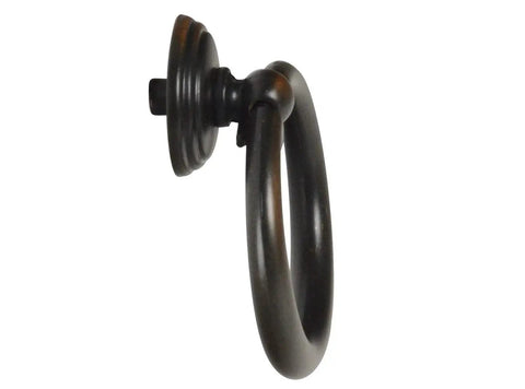 Side view of the Origins Collection 2 Inch Furniture Ring Pull in Oil Rubbed Bronze for Cabinets Drawers and Furniture Pieces