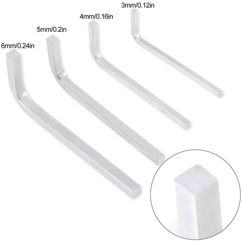Four Piece Square Head Wrench Set With L Shaped Elbow Wrenches For Pocket Hole Screws, Chrome Vanadium Steel Construction