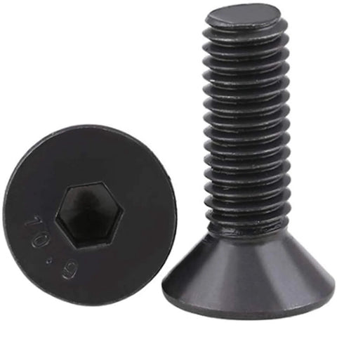 M10-1.5 X 30mm Flat Head Socket Cap Screws Set Beefy Heavy-Duty Grade 10.9 Alloy Steel DIN 7991 Black Oxide Allen Hex Drive