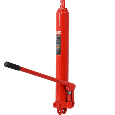8 Ton Hydraulic Long Ram Jack With Clevis Base For Engine Hoists And Cranes, red steel jack with single piston pump.