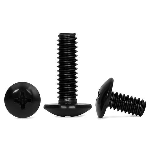 Go-To Heavy Duty 1/4-20 x 1/2 Inch Truss Head Machine Screws Full Thread In 304 Stainless Steel With Black Finish, 25 Pack