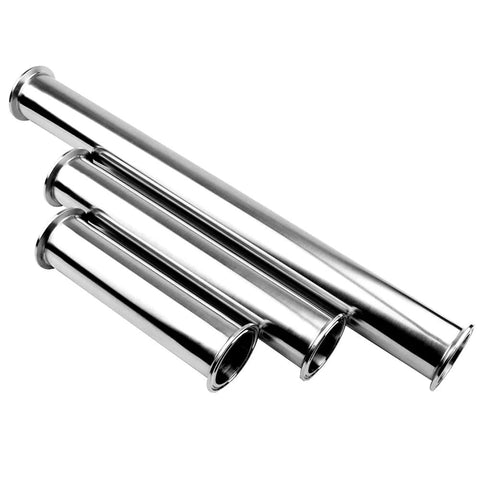 Beduan sanitary tri-clamp tubes, set of 3 stainless steel seamless tubes with 2-inch ferrule flanges