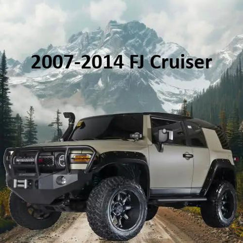 Modified 2007-2014 Toyota FJ Cruiser off-road vehicle in mountain landscape