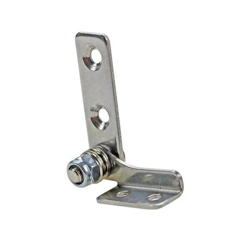 Stainless steel damping hinge side view; adjustable torque with two-hole L-shaped mounting plate