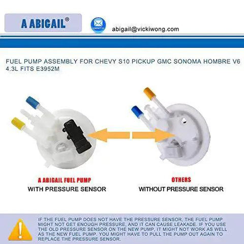 Comparison of drop in fuel pump assembly replacement for 1997-2002 Chevy S10 Pickup GMC Sonoma and Isuzu Hombre V6 4.3L with sensor