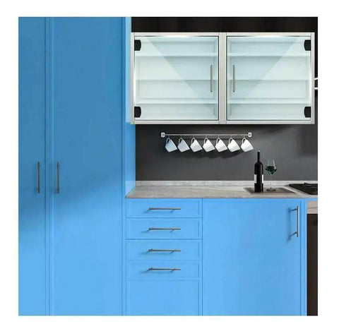 No Open Glass Door Hinge For Bookcases And Cabinets, 90 Degree Zinc Alloy Clip Hinge on blue kitchen cabinets