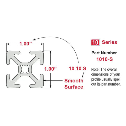 Diagram of 1 Inch By 1 Inch T Slot Aluminum Extrusion 10 Series 1010 For DIY Linear Rails And Framing, 89 Inch Length, Smooth Clear Anodized Finish