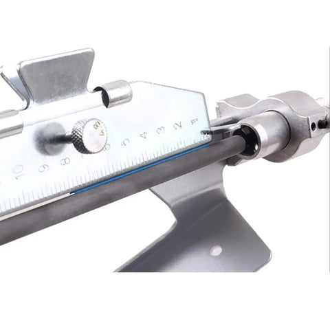 Close-up of a Durable Stainless Steel Magnetic Fletching Jig Kit For Arrows With Quick Clamp Easy Setup And Adjustable Pro Grade 3 Or 4 Fletching Options.