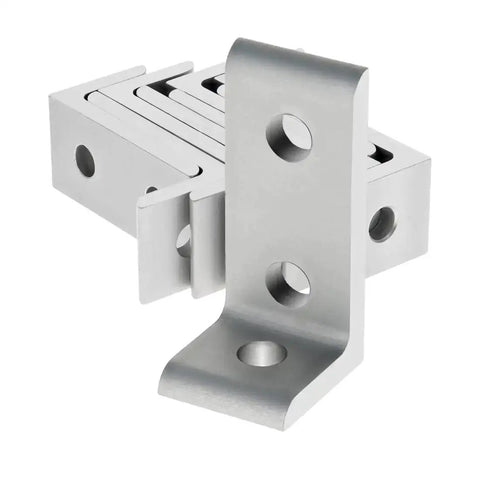 10 Series Aluminum 90 Degree Inside Corner Bracket with Three 0.281 Inch Holes for T Slot Extrusion Projects, clear anodize finish