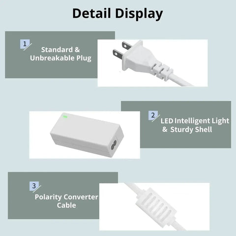 Replacement 18V Power Cord For Cricut Cutting Machines White AC DC Power Adapter detail display with plug, shell, cable