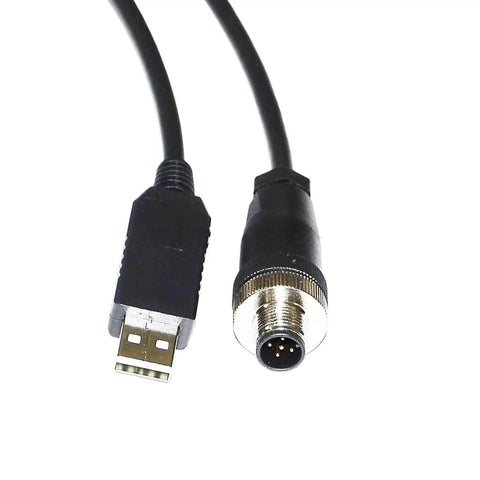 USB to 5-Pin Aviation RS232 Lead for Controllers, Single 1.8 m Industrial Serial Programming Service Cord with Threaded Locking Connector