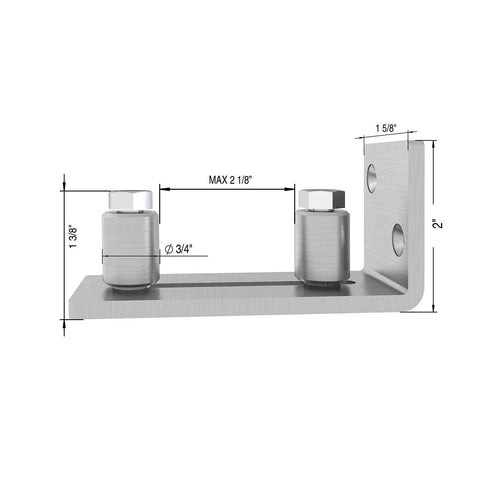 Side view of Scratch Resistant Stainless Steel Flush Mount Stay Roller Floor Guide For Doors Up To Two And One Eighth Inches Thick