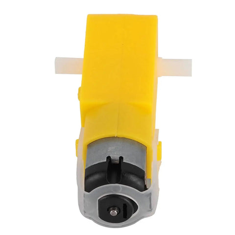 Front view of yellow geared motor for Mecanum Wheel For Geared Motors 60mm Diameter Rubber Coated Omnidirectional Wheels For Robot Cars And DIY Projects