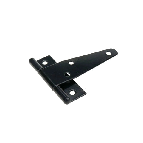 Heavy Duty 3 Inch Black T Strap Gate Hinge for Shed Door Barn Yard Hardware Pack of 2, shown in a side view