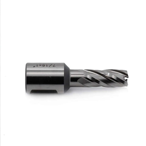 Annular Cutter For Magnetic Drill Press 7/16 Inch Diameter, 1 Inch Cutting Depth, Weldon Shank 3/4 Inch With Two Flats, Pilot Pin