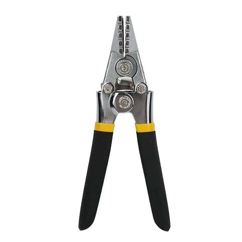Front view of Heavy Duty Sheet Metal Hand Seamer With Straight Bending Pliers Pro Grade Manual Metal Bender Tool for 1/4 Inch Bend Increment.