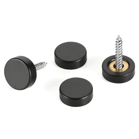 Solid Brass Screw Cover Caps Black Finish 0.6 Inch Diameter 15.3 Mm 20 Pack With Screws And Washers For Flat Head Self Tapping Screws Sizes 6 8 10