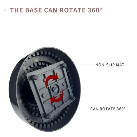 Tool Bit Holder And Mandrel Kit For Drill Bench, rotating base with non-slip mat, highlights 360° rotation feature, close-up view