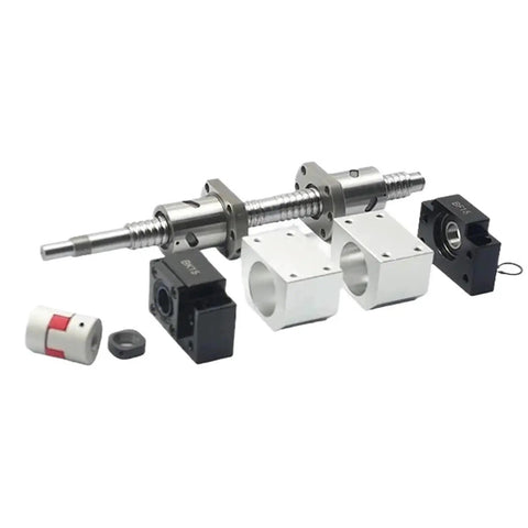 Bidirectional Ball Screw Nut SFU1204 With Anti Backlash Left And Right Hand Thread 500mm with components, nut mounts, and couplings.