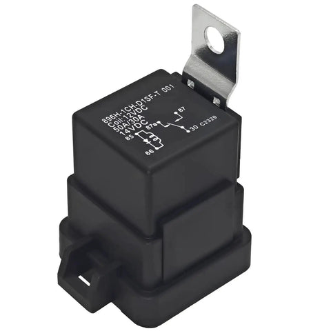 Beefy 50A SPDT Relay With 1 Form C, 12V DC Coil, Silver Tin Oxide Contacts, Quick Connect Terminals, shown from angled view