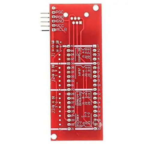 Red circuit board for Universal Programmer Emulator Kit For PC With Kit2 Kit3 Debugger Offline Batch Programming, vertical view.