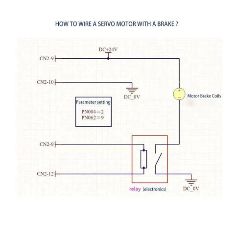 Wiring diagram for 400W 220V Servo Motor Kit With Brake, CNC Controller Bundle, showing connections to motor brake coils.