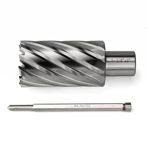 Annular Cutter Set For Magnetic Drill Press HSS Slugger Bits Three Quarters Inch Weldon Shank One And Three Eighths Inch Cutting Diameter Two Inch Cutting Depth Kit For Tough Metal Drilling