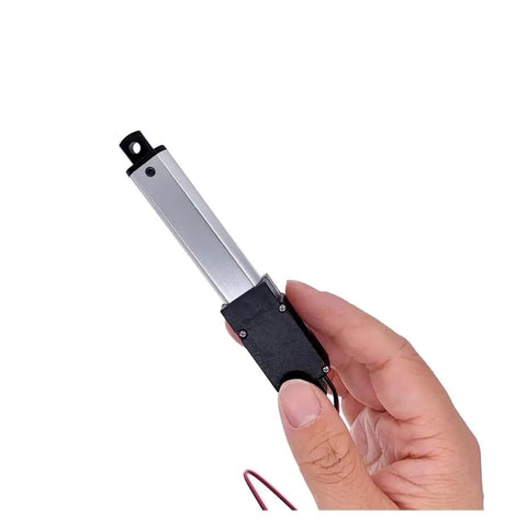 Hand holding 12V Micro Electric Linear Actuator Kit With 30N 60N 100N 150N Torque, 30mm To 150mm Stroke, DC Motor Controller