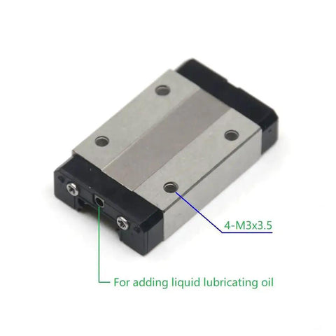 Beefy 350mm Stainless Steel MGN12 Linear Motion Rail Guide With MGN12H Carriage Block close-up showing four M3 holes