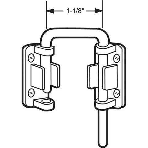 Patio Sliding Door Loop Lock U 9846 With 1-1/8 Inch Hardened Steel Bar And Diecast Base Nickel Plated diagram.