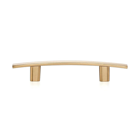 Front view of a 5 Pack Champagne Bronze Curved Cabinet Handle for Kitchen Cabinets and Drawer Fronts, 5-3/16 inch length with 3 inch center arch.