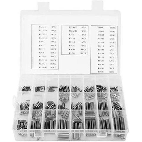 280 Piece Stainless Steel Slotted Spring Pin Kit With Storage Box, Split Roll Pins M1.5 To M8, 304 Stainless Dowel Fasteners
