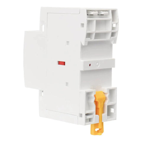 Workhorse 63 Amp Two Pole DIN Rail Mount Contactor with 110V AC Coil, side view of 2NC heavy duty industrial switchgear