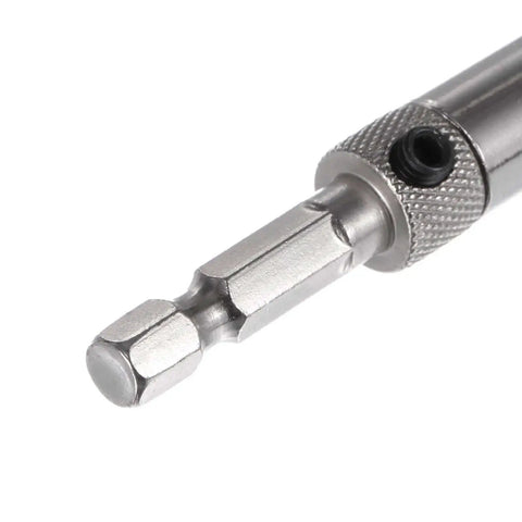 Self Centering Hinge Tapper Core Drill Bit Set Pro Grade With One Quarter Inch Hex Shank for Opening Holes in Woodworking 5 mm Silver