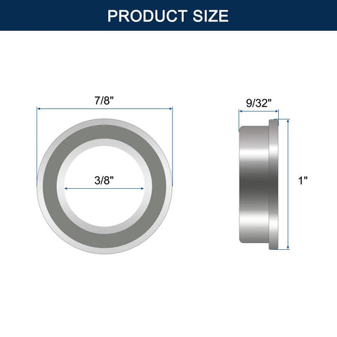 HiPicco FR6ZZ flanged ball bearing, bore 3/8 in, OD 7/8 in, width 9/32 in, chrome steel, double shielded
