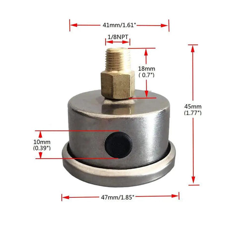 Universal Manual Inline Fuel Pressure Regulator Gauge Liquid Filled Adjustable Zero To One Hundred PSI One Eighth Inch NPT