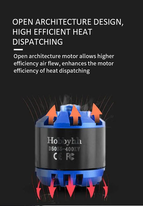 RC Brushless Motor 5055-400KV 1420W High Efficiency With 4.0mm Banana Plug, Balanced Rotor, heat dissipation design