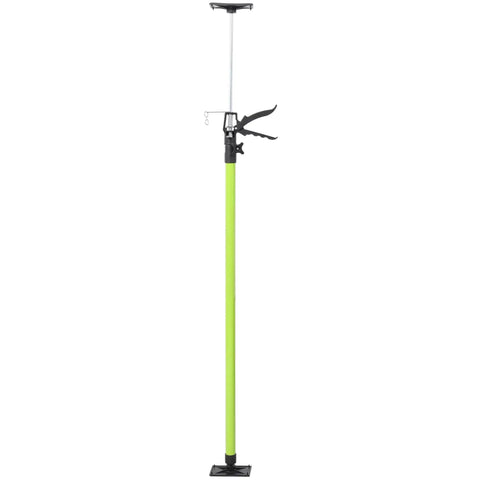 Heavy Duty Adjustable Support Poles 45 To 114 With Non Slip Pads For Cabinets, front view with green steel construction