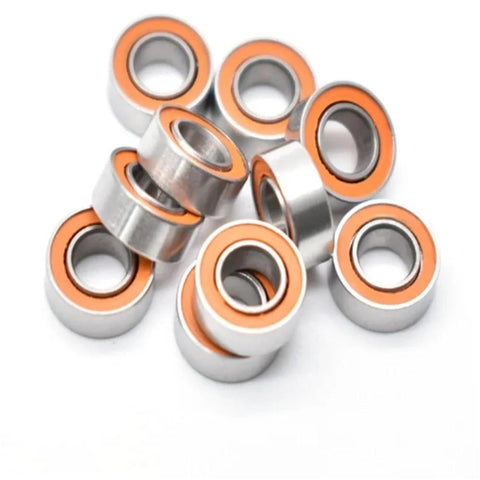 Group of 9 S688 ceramic ball bearings, 8x16x5 mm with orange seals