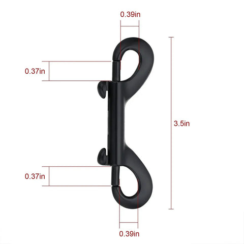 Double Ended Bolt Snap Hooks 3.5 Inch Black Zinc Alloy side view with dimensions