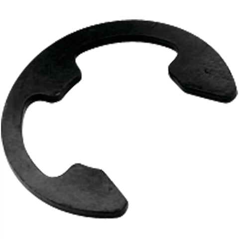 Close-up of a black E-clip from W5208 300 Piece E Clip Assortment Kit With Resealable Case For Shop Use Includes Nine Popular E Clip Sizes Durable Black Finish Perfect For Automotive And Hardware Projects