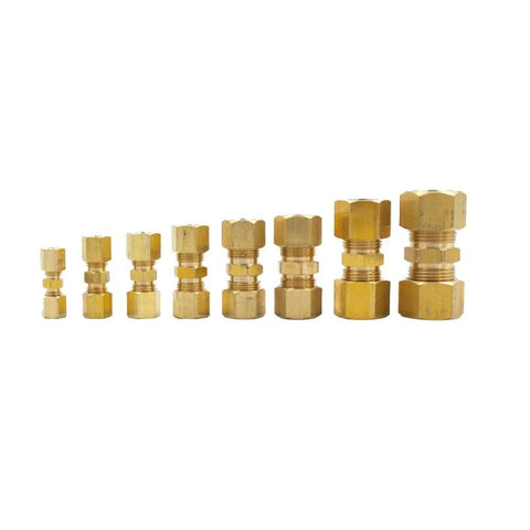 Legines brass compression tube fittings union set, 3/8 in OD x 3/8 in OD, assorted sizes