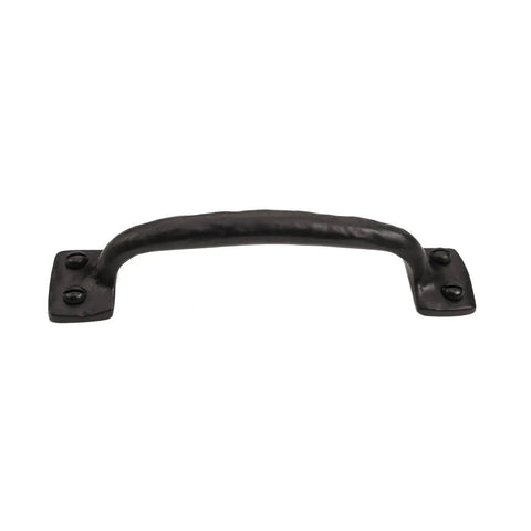 Solid Cast Iron Pull Handle Grab Bar 5-5/8 Inch Long With Black Powder Coat Finish Rustic Traditional Style front view