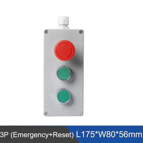 Front view of Industrial Grade Metal Push Button Control Box Explosion-Proof Junction Waterproof Enclosed Emergency Start Reset 3P Rotary Switch