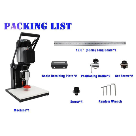 Packing list for Go To Pro Grade Portable Woodworking Hinge Drilling And Boring Machine Handheld Drill Press.