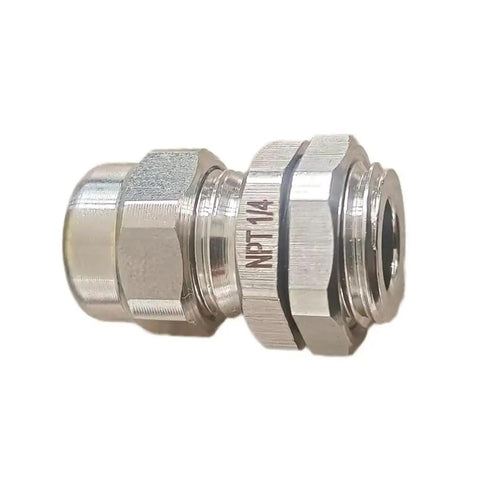 Side view of Heavy Duty Strain Relief Cord Grip Cable Gland With Nut One Quarter Inch NPT Stainless Steel Waterproof